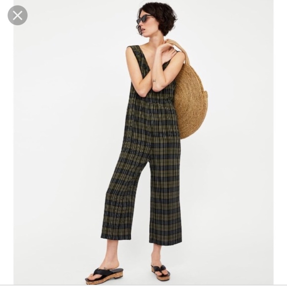 Zara checked (plaid) jumpsuit